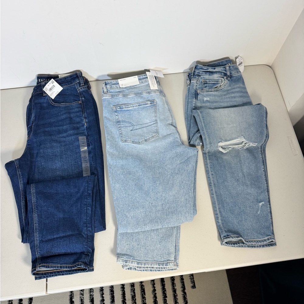 NWT American Eagle size 12-14 Denim Jeans Trio AE Women’s